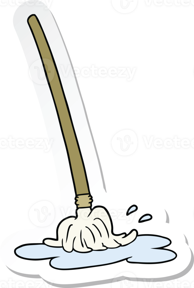 sticker of a wet cartoon mop png