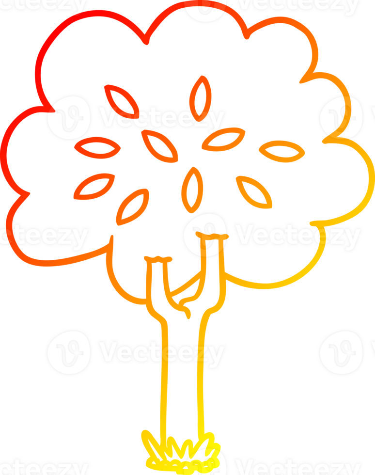 warm gradient line drawing of a cartoon tree png