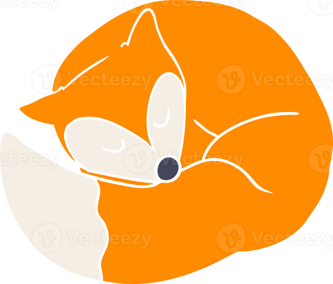 flat color style cartoon sleeping fox png