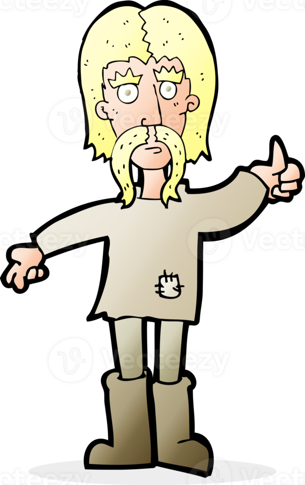 cartoon hippie man giving thumbs up symbol png