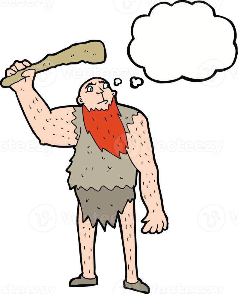 cartoon neanderthal with thought bubble png