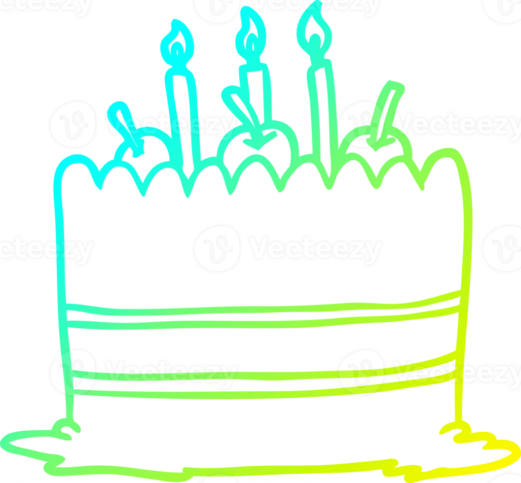 cold gradient line drawing of a birthday cake png