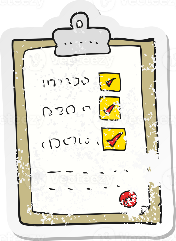 retro distressed sticker of a cartoon checklist png