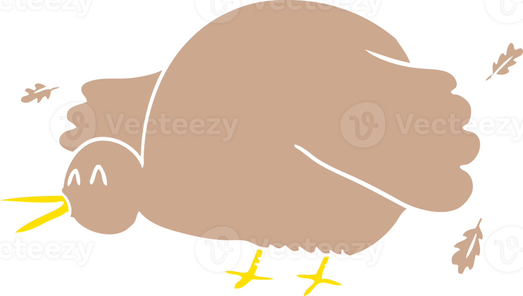 flat color style cartoon kiwi bird flapping wings png