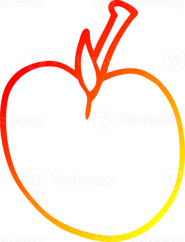 warm gradient line drawing of a cartoon apple png