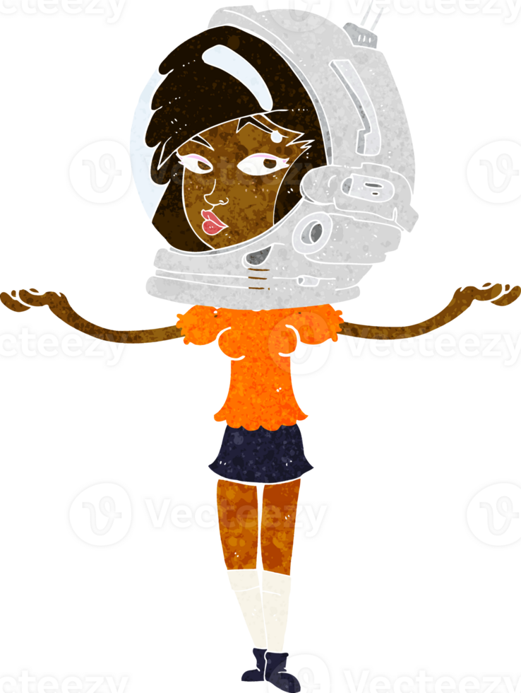 cartoon woman wearing space helmet png