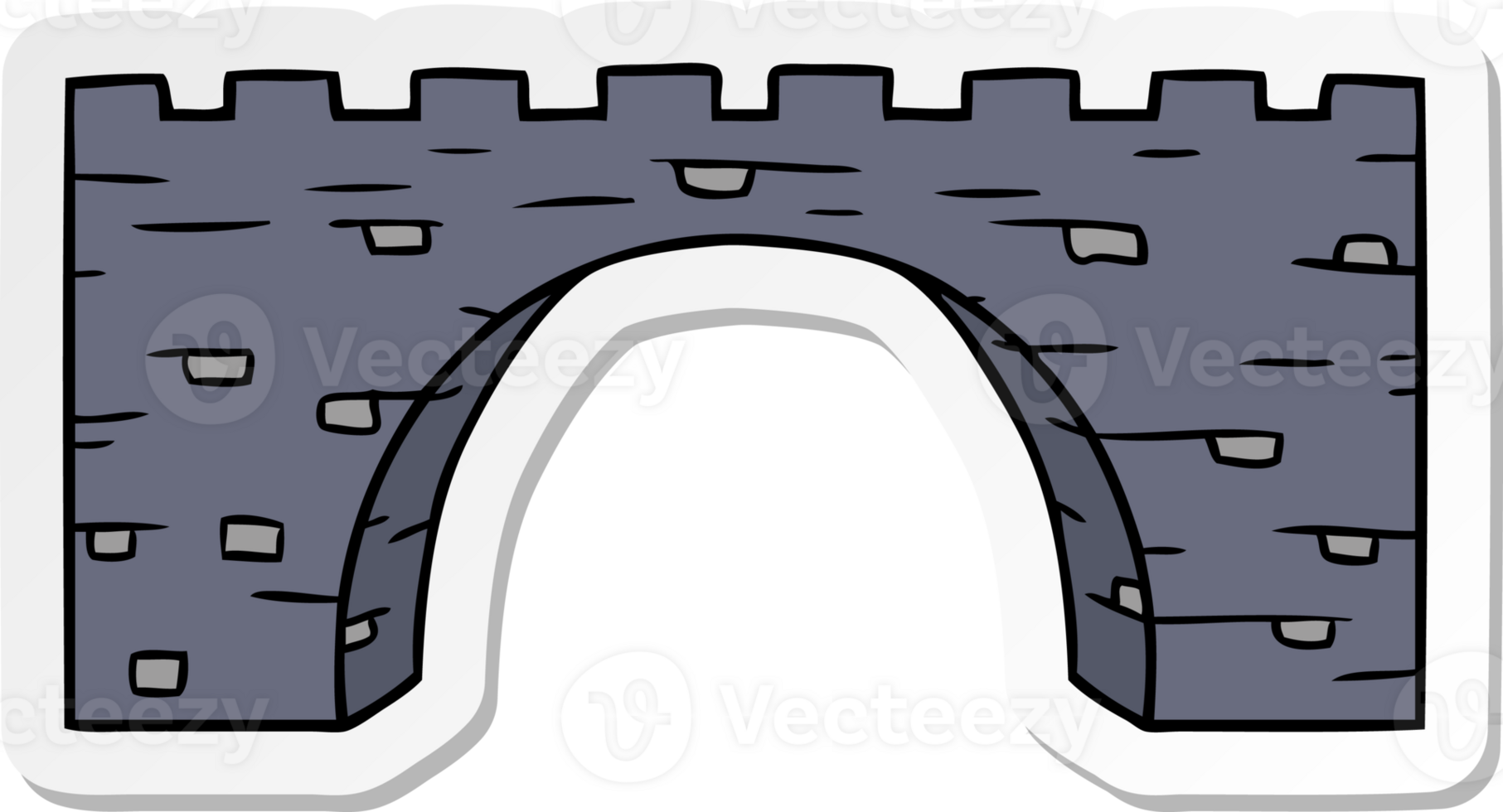 hand drawn sticker cartoon doodle of a stone bridge png