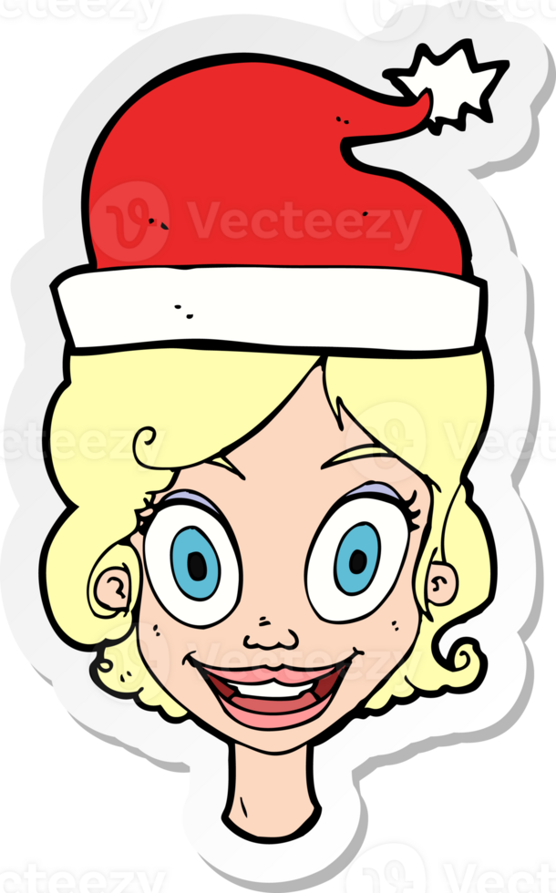 sticker of a cartoon woman ready for christmas png