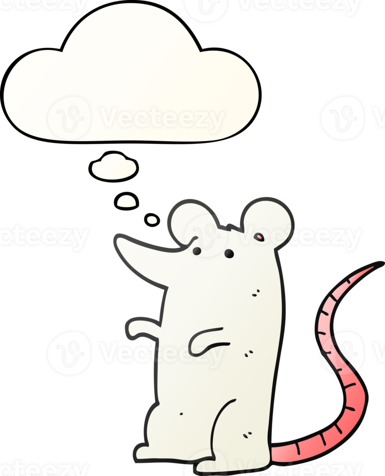 cartoon rat with thought bubble in smooth gradient style png