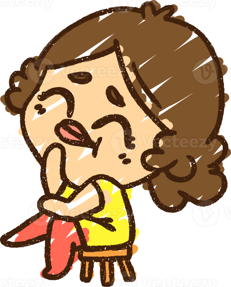 Woman Sitting Chalk Drawing png