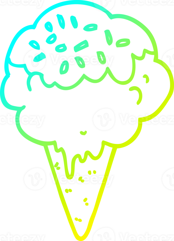 cold gradient line drawing of a cartoon ice cream png
