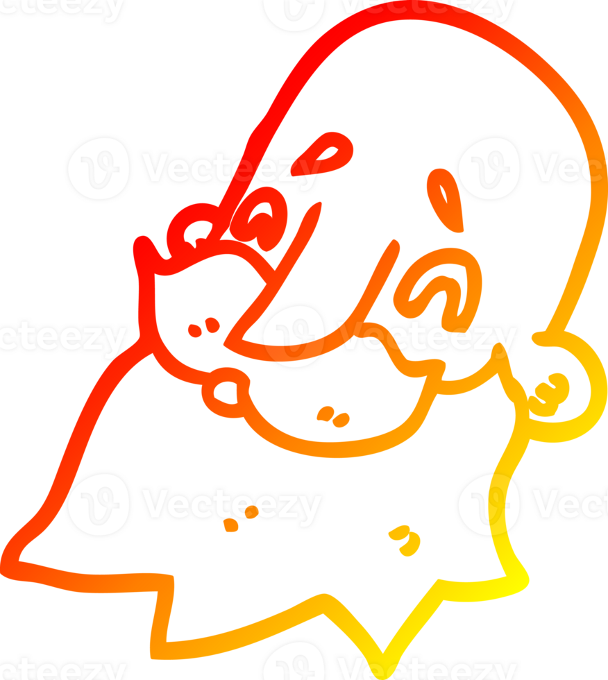 warm gradient line drawing of a cartoon man with beard png