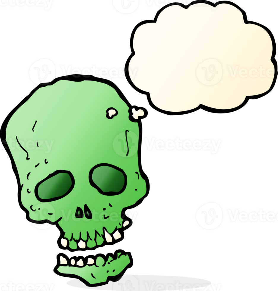 cartoon skull with thought bubble png