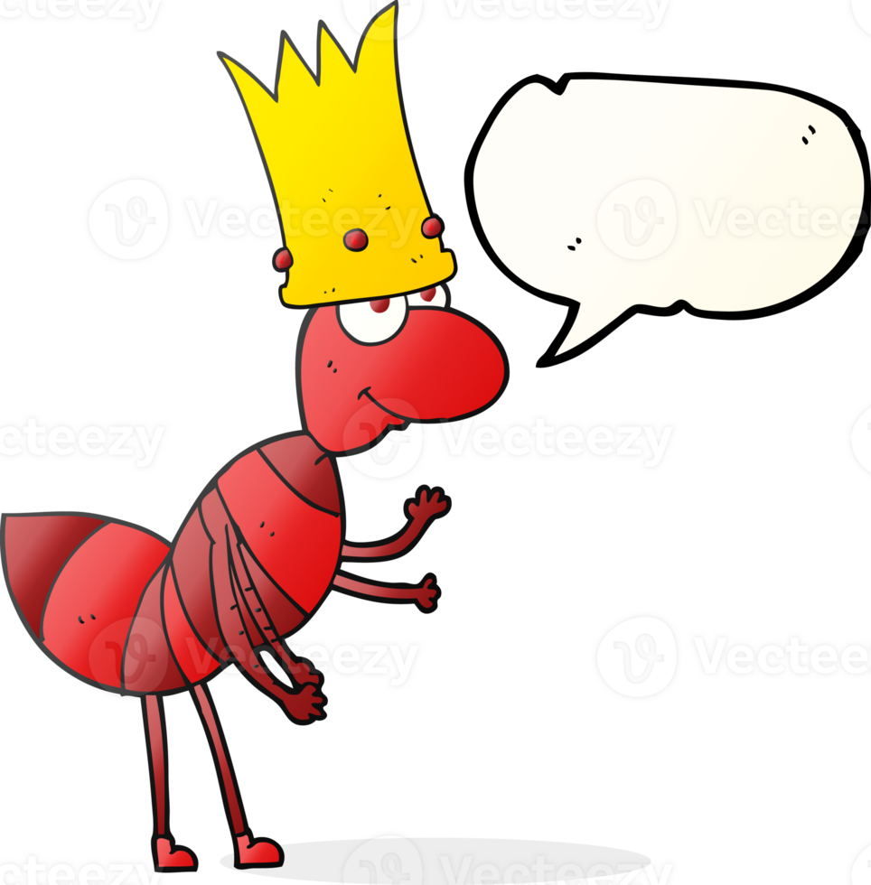 hand drawn speech bubble cartoon ant queen png