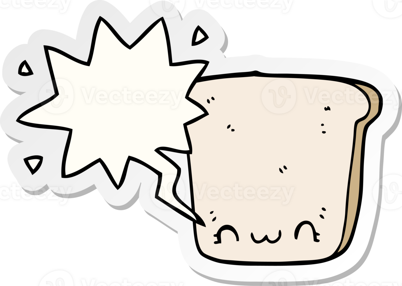 cartoon slice of bread with speech bubble sticker png