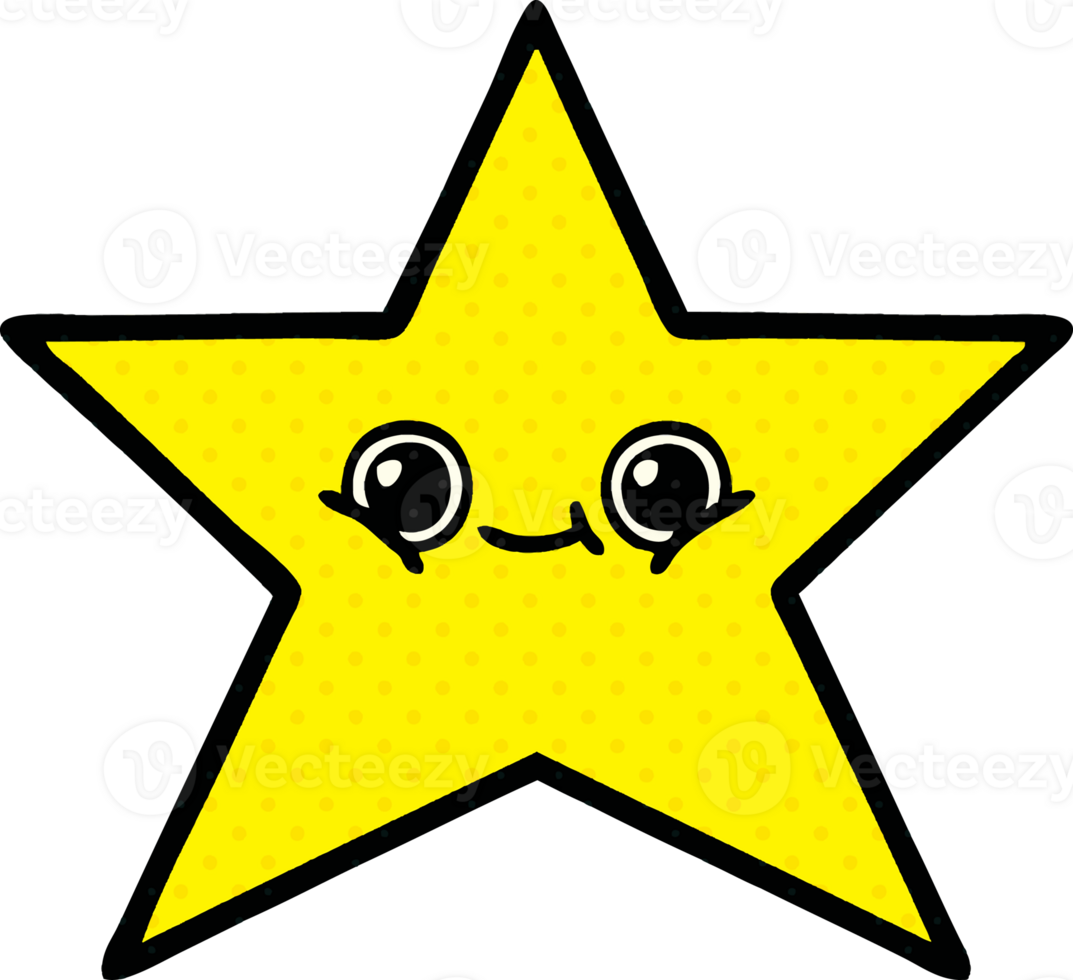 comic book style cartoon of a gold star png