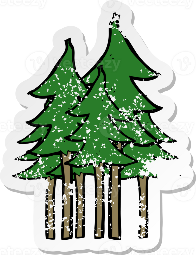 retro distressed sticker of a cartoon tree symbol png