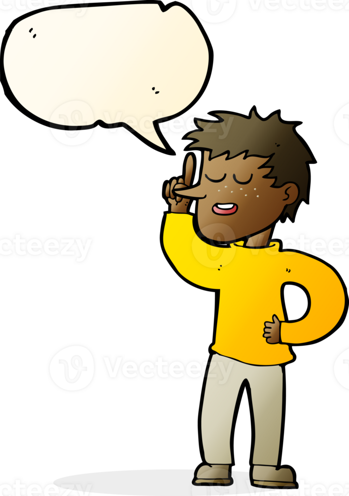 cartoon man with idea with speech bubble png