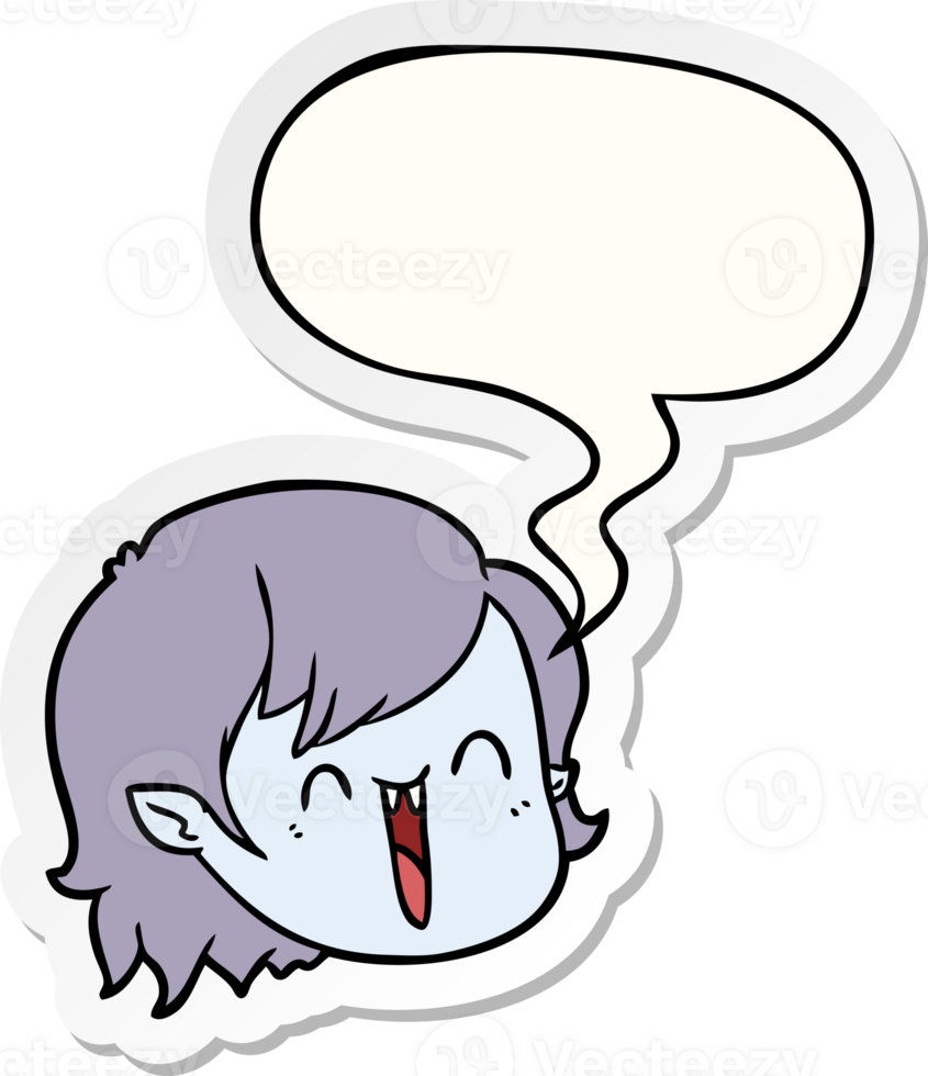 cartoon vampire girl face with speech bubble sticker png