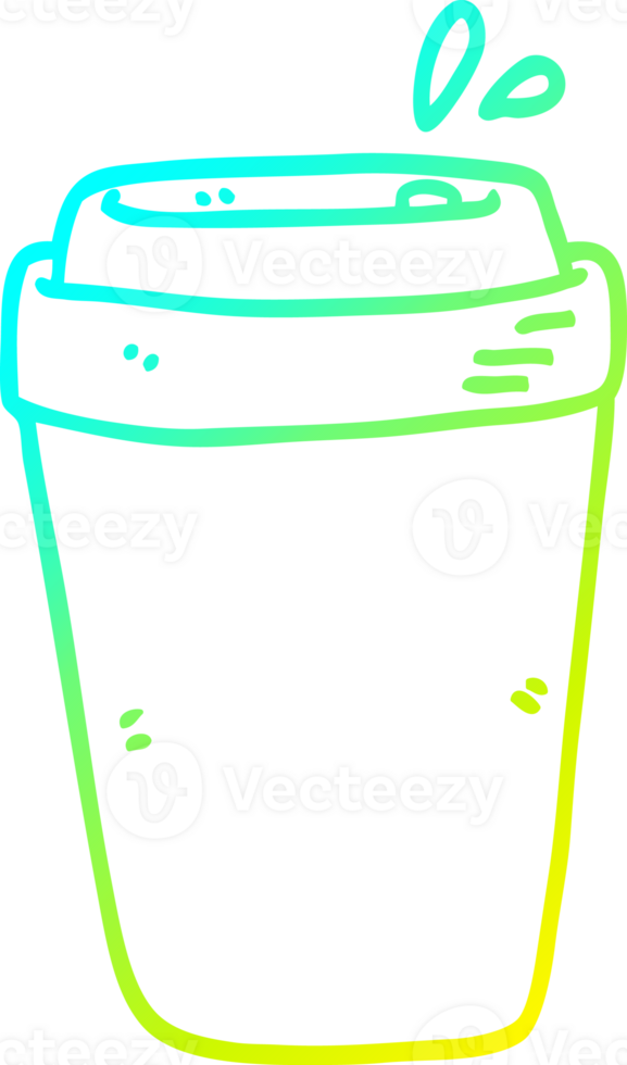 cold gradient line drawing of a cartoon coffee cup png