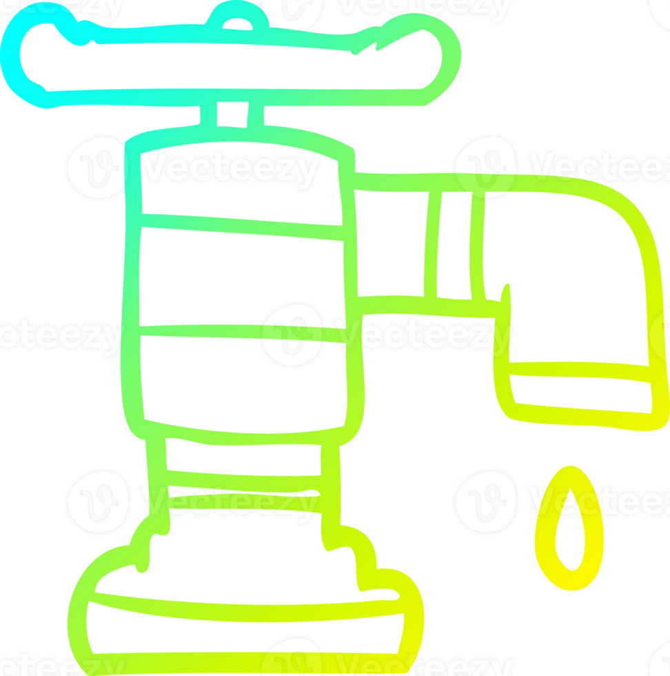 cold gradient line drawing of a cartoon dripping faucet png