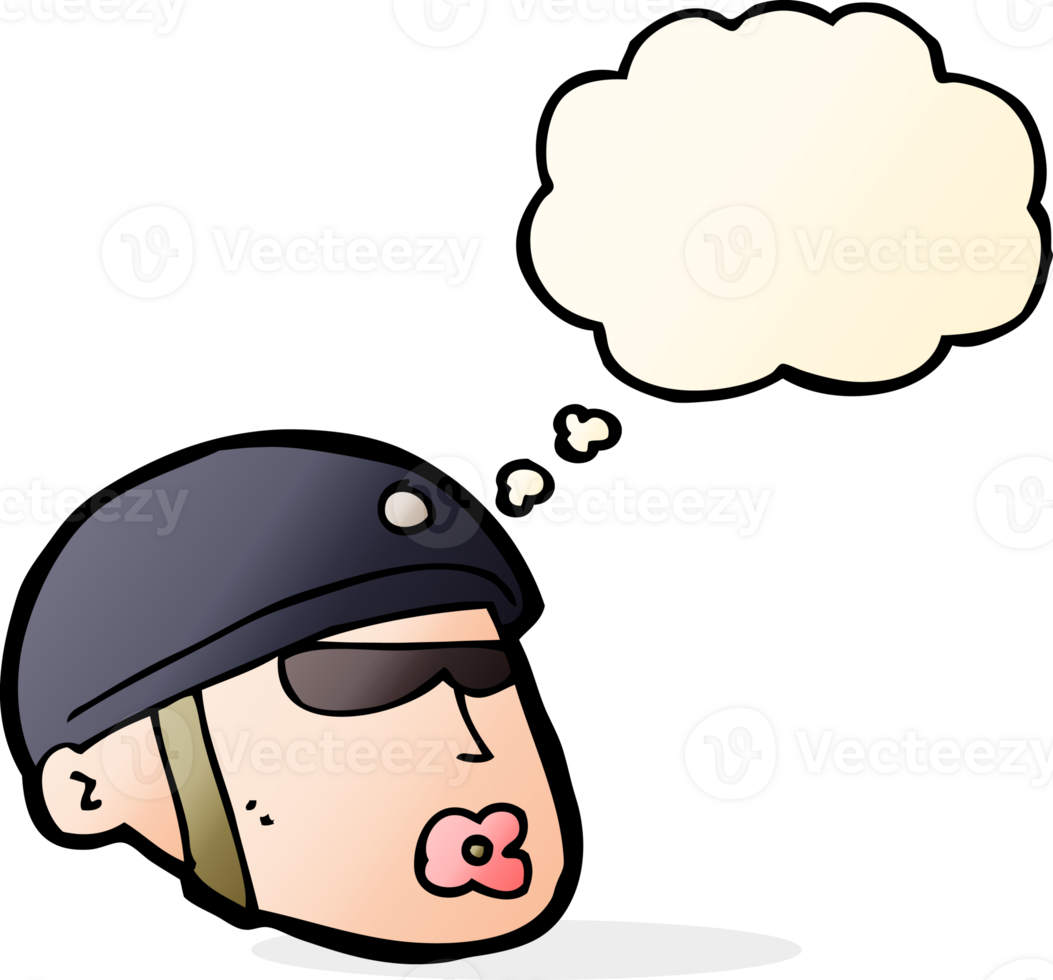 cartoon policeman head with thought bubble png