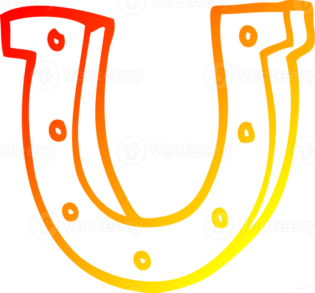 warm gradient line drawing of a cartoon horse shoe png