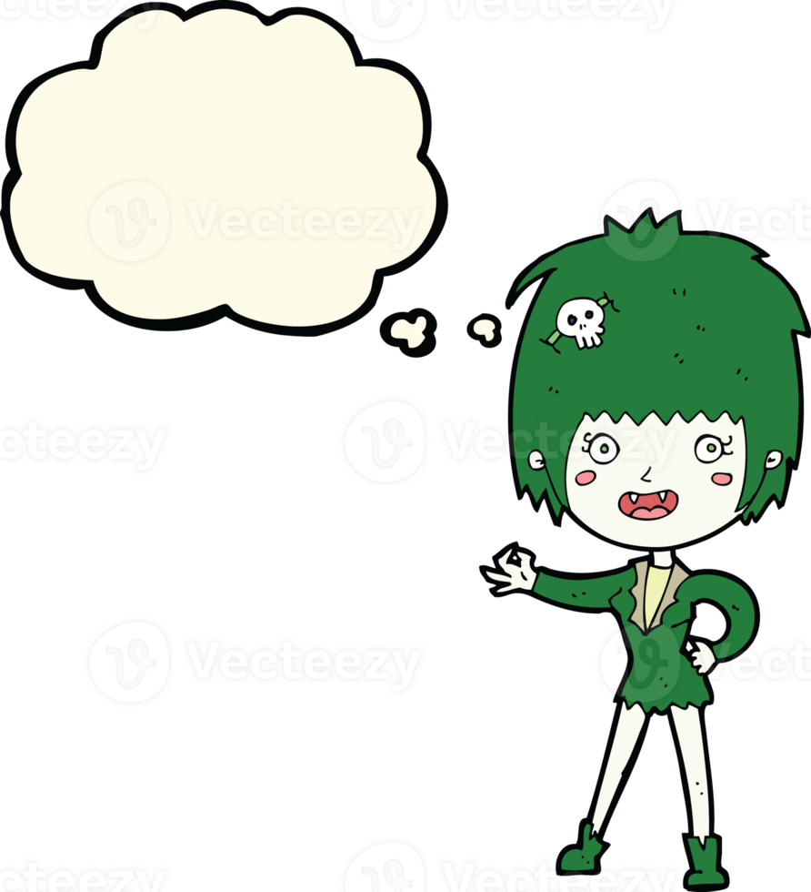 cartoon vampire girl with thought bubble png