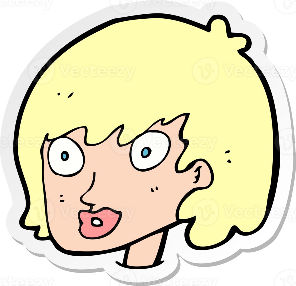 sticker of a cartoon happy female face png