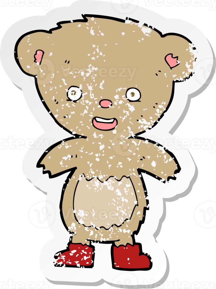 retro distressed sticker of a cartoon teddy bear png