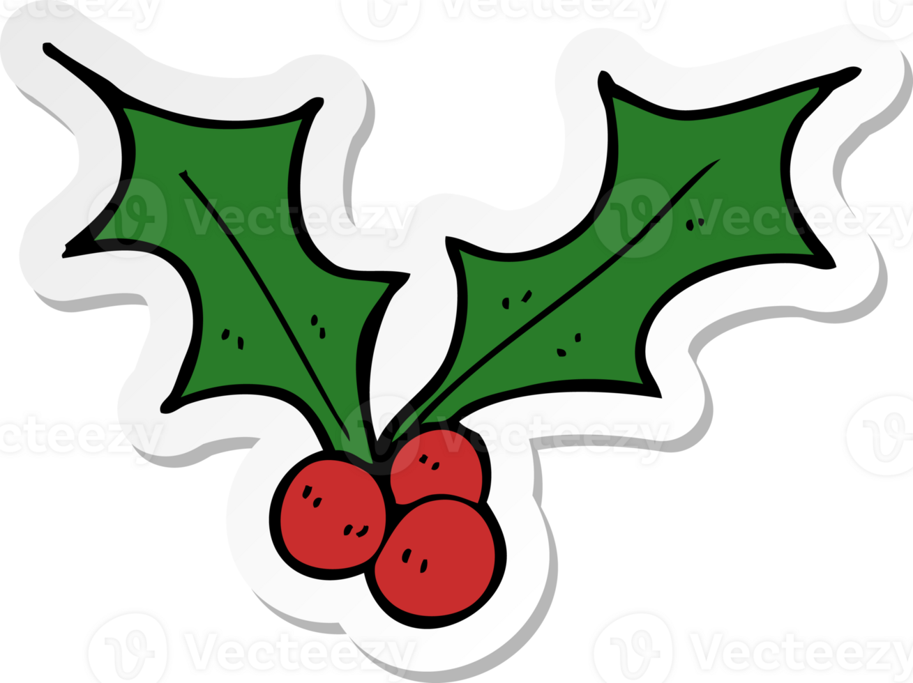 sticker of a cartoon christmas holly png