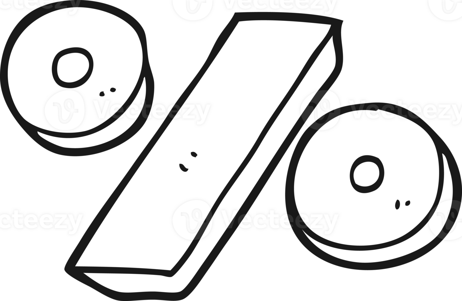 hand drawn black and white cartoon percentage symbol png