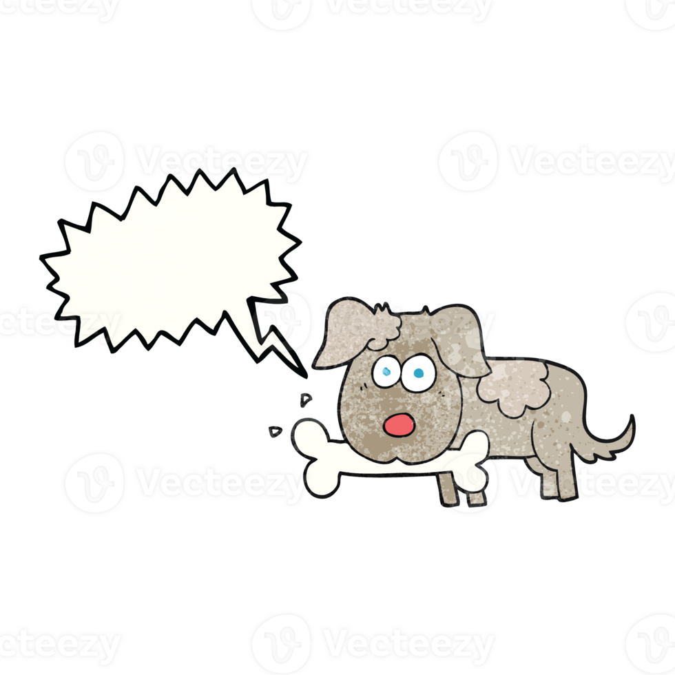 hand speech bubble textured cartoon dog with bone png