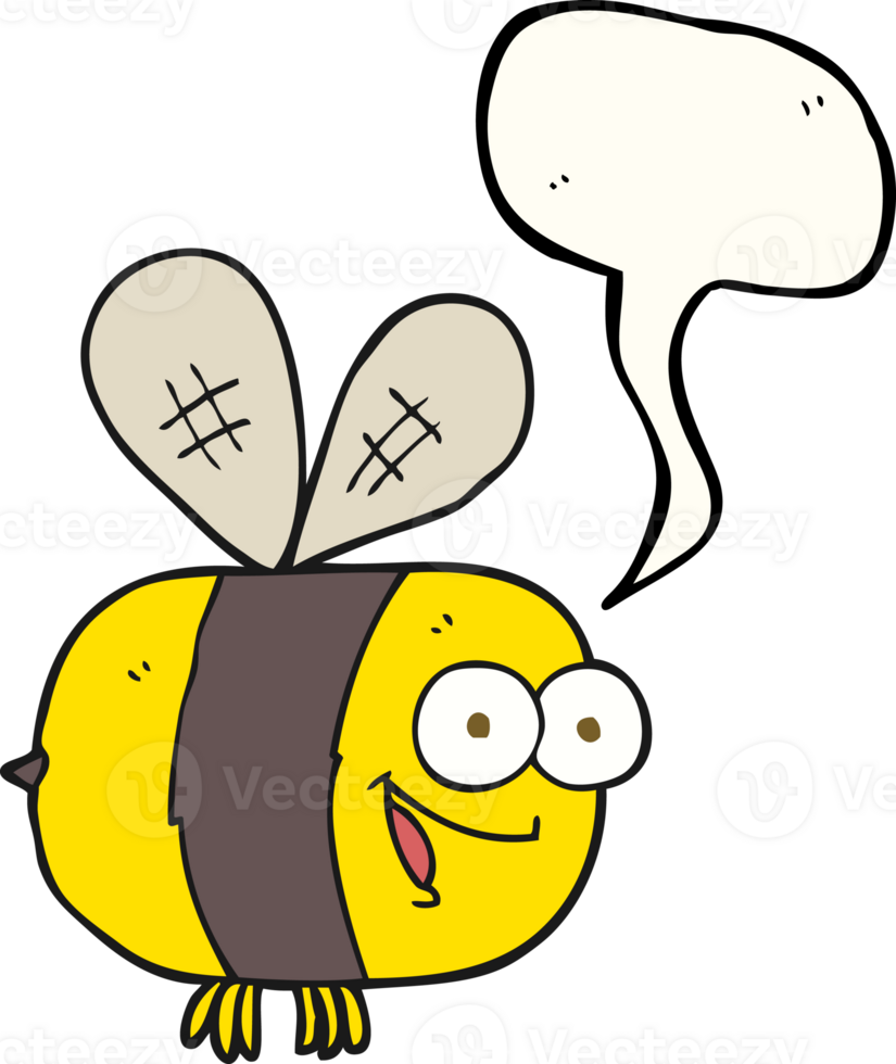 hand drawn speech bubble cartoon bee png