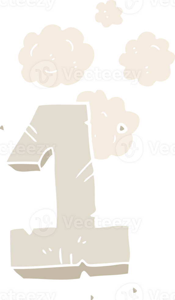 flat color illustration of stone number one png