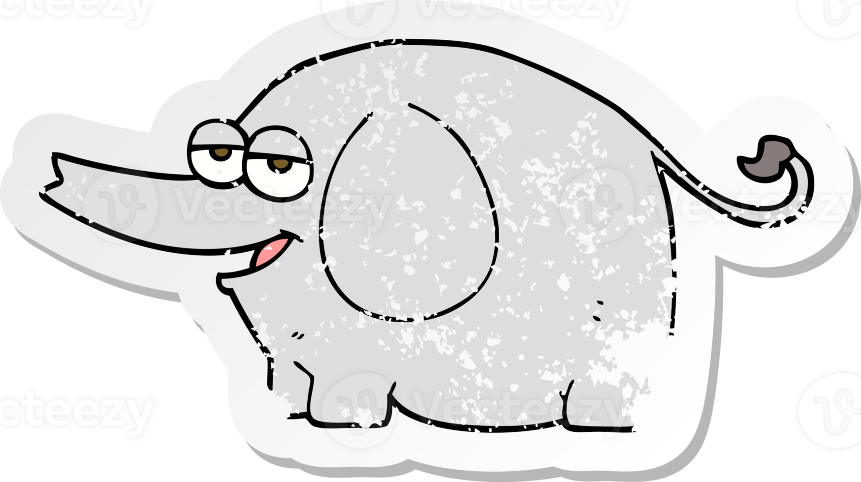 retro distressed sticker of a cartoon elephant squirting water png