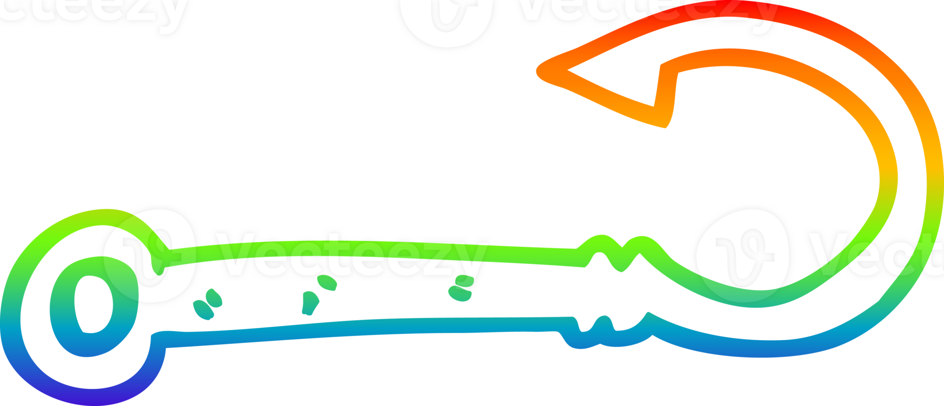 rainbow gradient line drawing of a cartoon fish hook png
