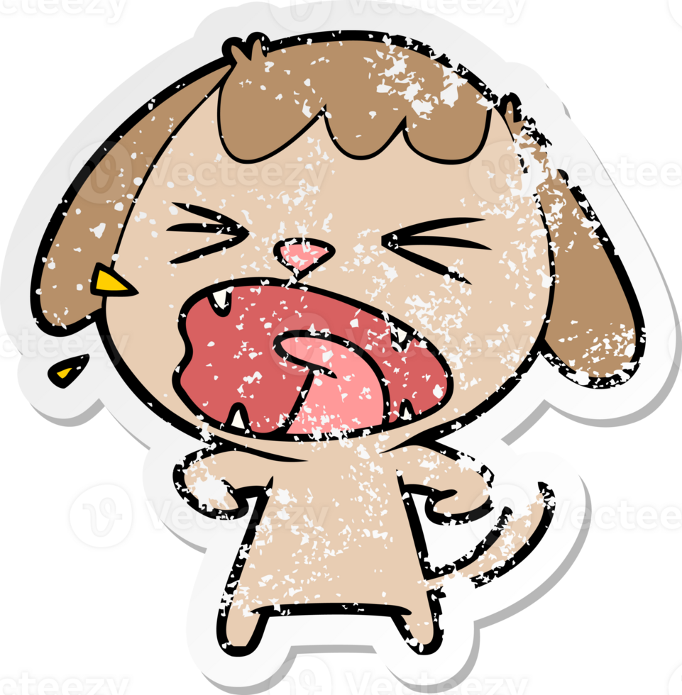 distressed sticker of a cute cartoon dog png