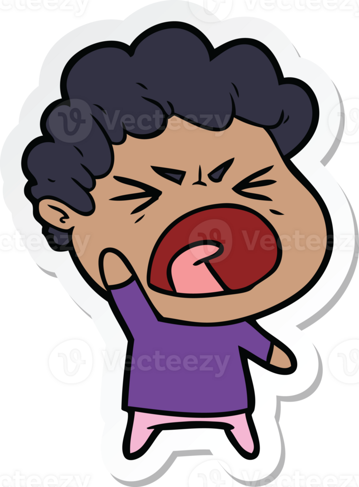 sticker of a cartoon furious man png