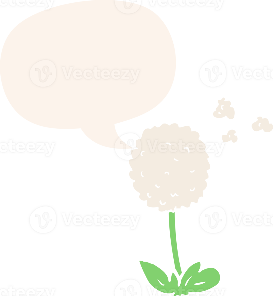 cartoon flower with speech bubble in retro style png