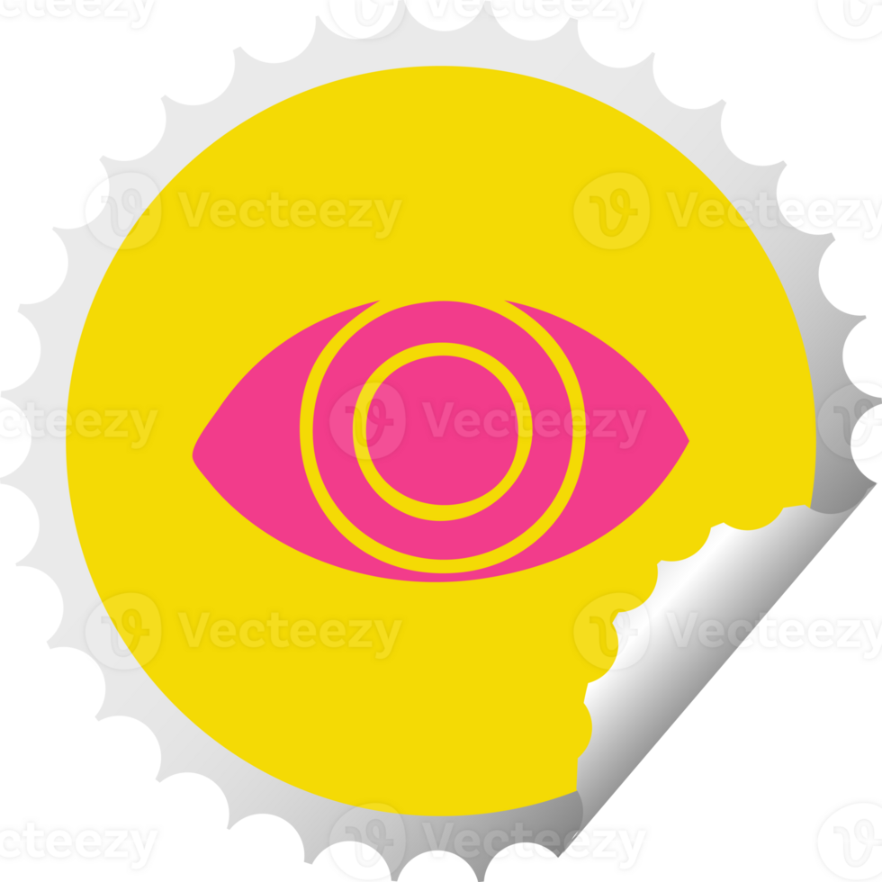circular peeling sticker cartoon of a eye png