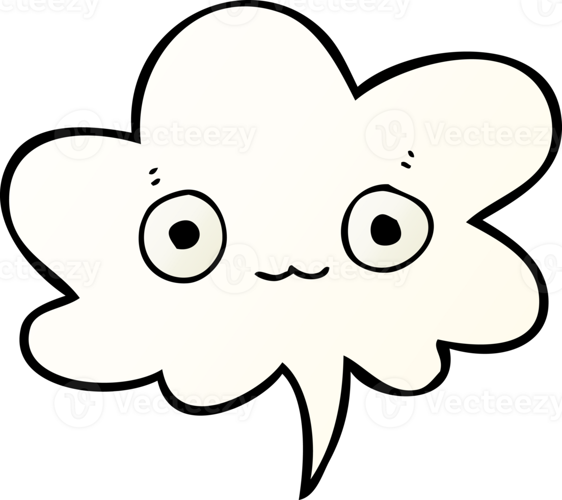 cute cartoon face with speech bubble in smooth gradient style png