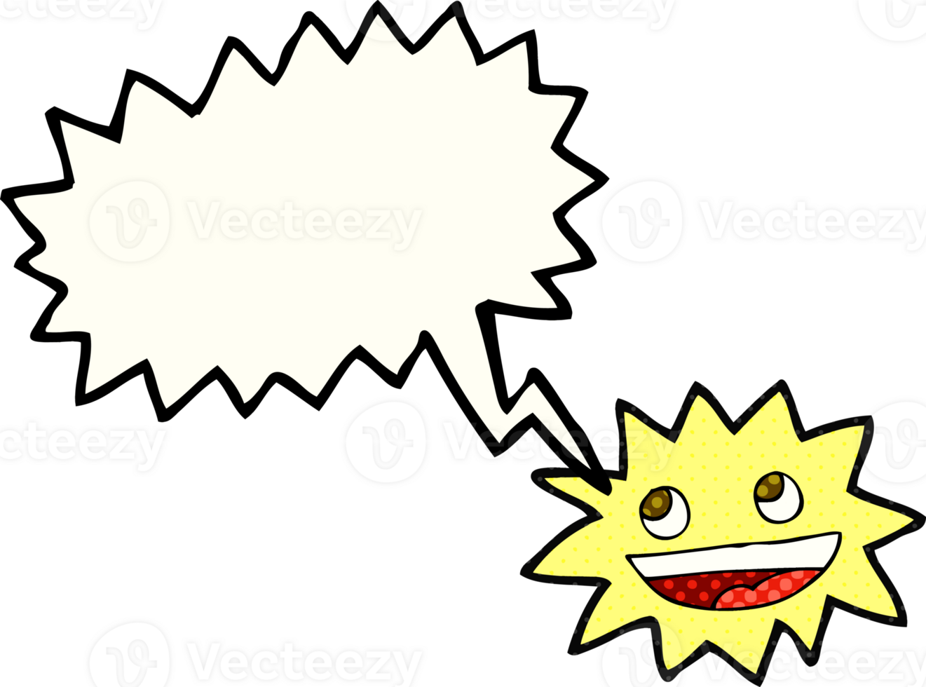hand drawn comic book speech bubble cartoon star with face png
