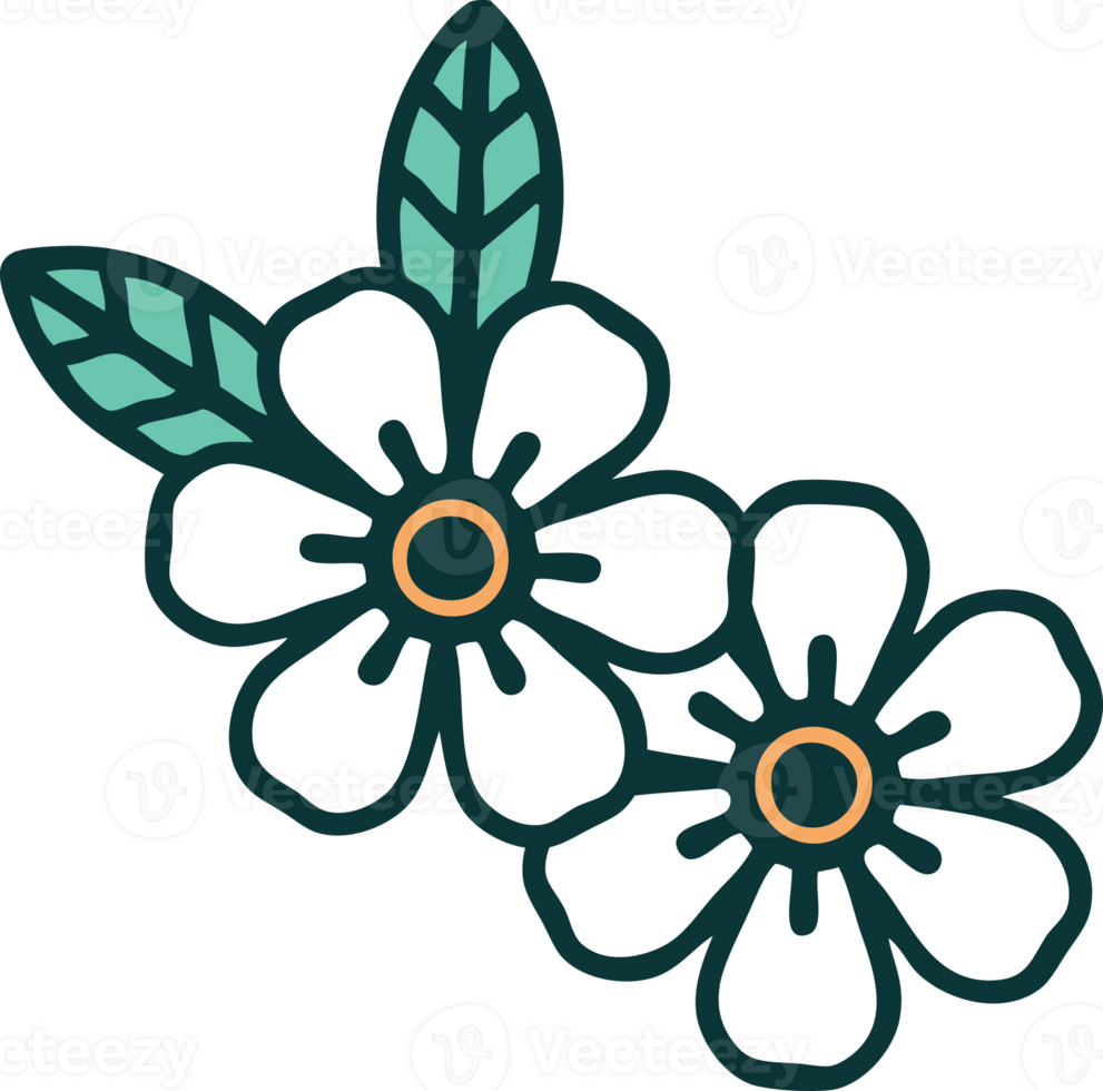 iconic tattoo style image of flowers png