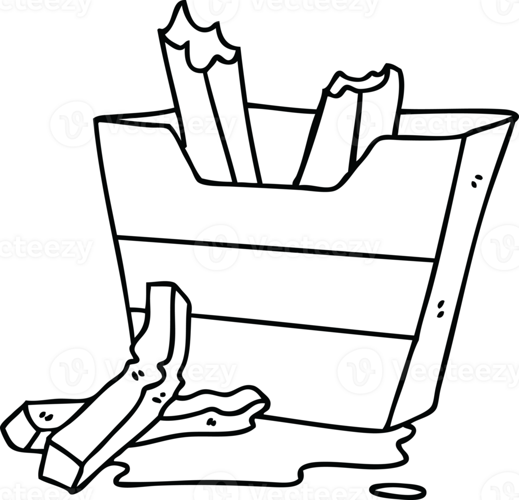 line drawing quirky cartoon french fries png