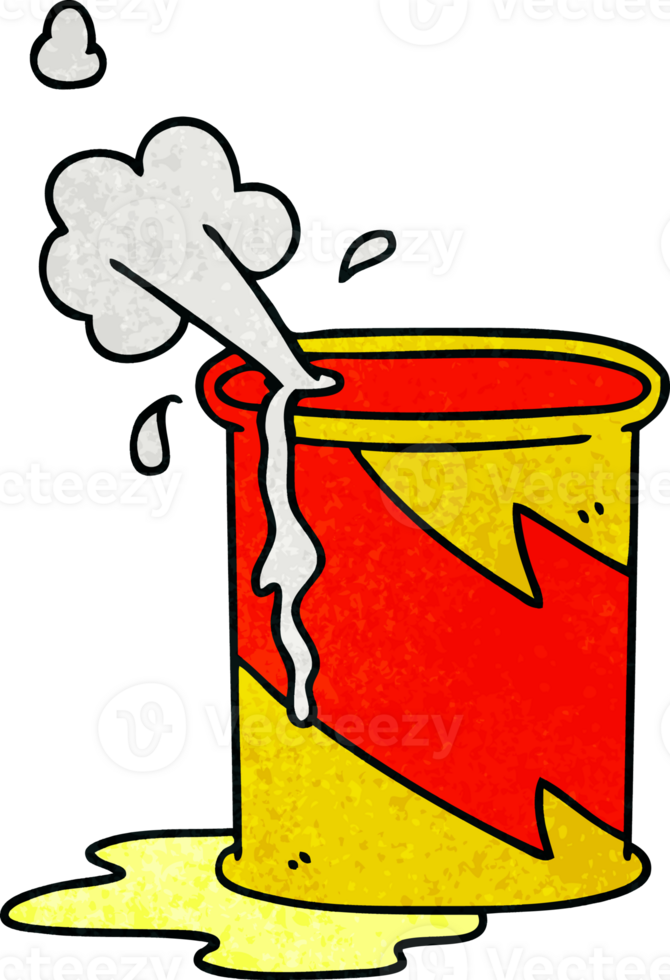 hand drawn quirky cartoon exploding oil can png