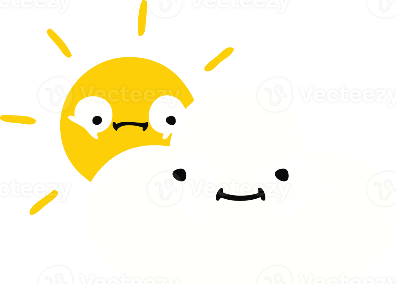 flat color retro cartoon of a sunshine and cloud png