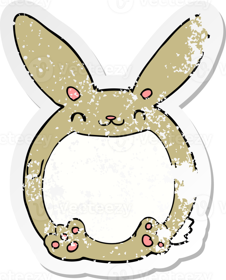 distressed sticker of a cartoon rabbit png