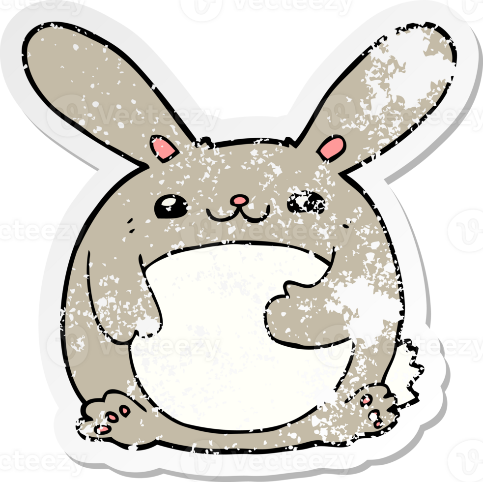 distressed sticker of a cartoon rabbit png