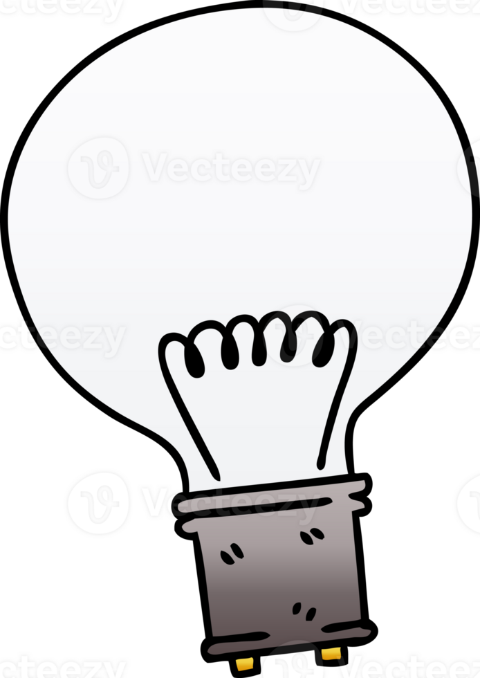 gradient shaded quirky cartoon light bulb png